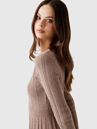 Knitted mini dress with long sleeves - 3