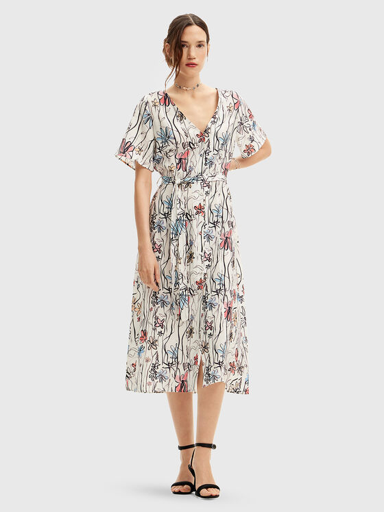 Dress with floral print and belt - 1