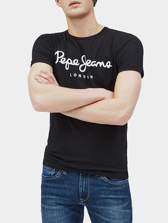 Black T-shirt with logo print - 1