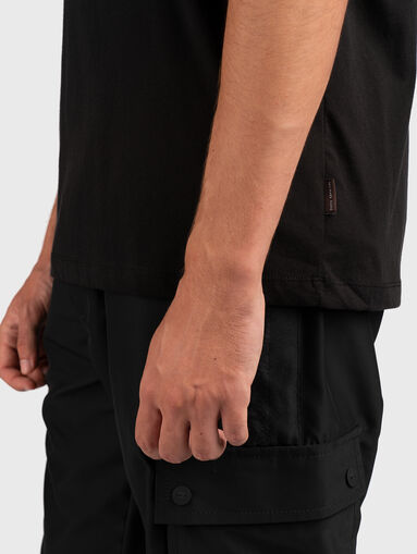 Black cotton T-shirt with logo print - 4