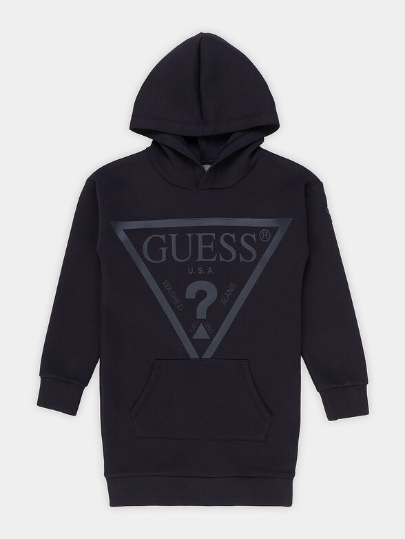 Hooded sweatshirt dress with logo print - 1