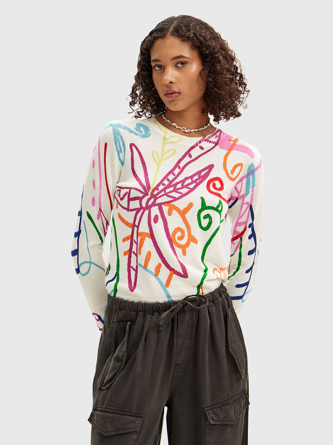 x-masuminnie  Desigual 6103368 Desigual Multi Print Colorful Patchwork Why? Cardigan M