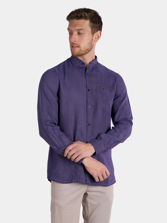 KOREAN Linen shirt with mandarin collar - 2