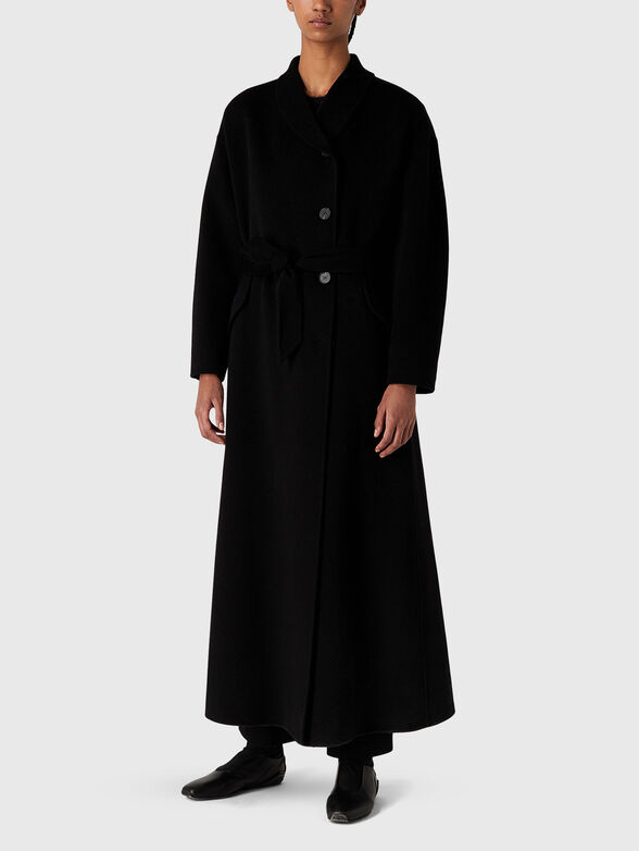 Long wool coat and belt - 1