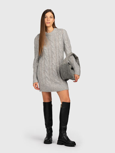 Wool blend dress with round neck - 5