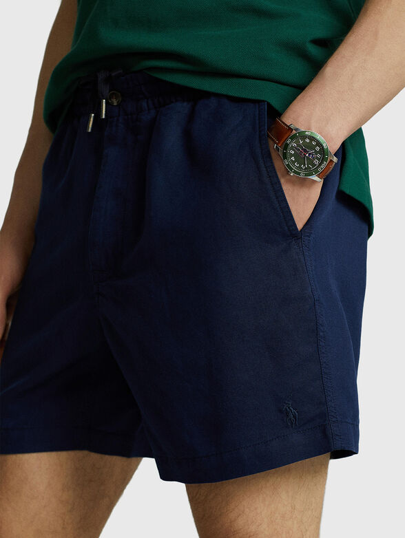 Blue linen blend shorts - 3