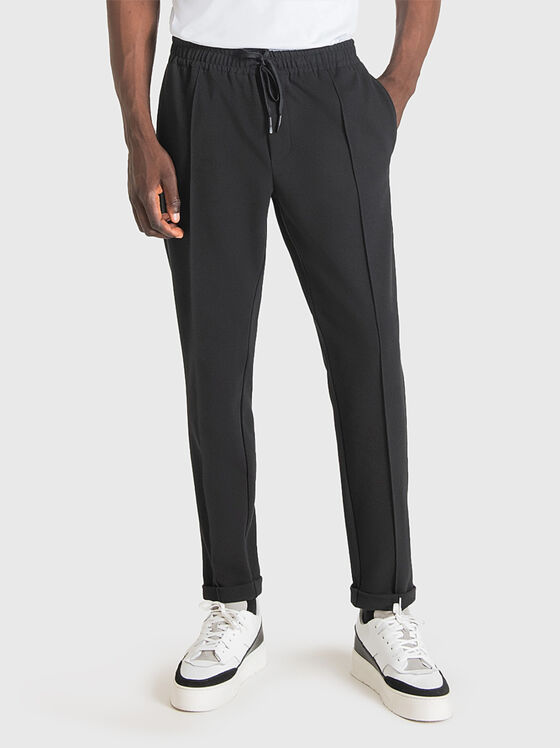 Black sports trousers with front seam - 1