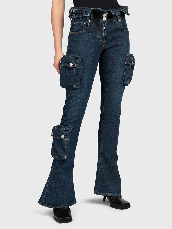 Blue five pocket cargo jeans - 1