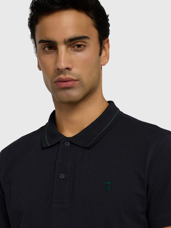 Cotton polo shirt with accent collar - 4