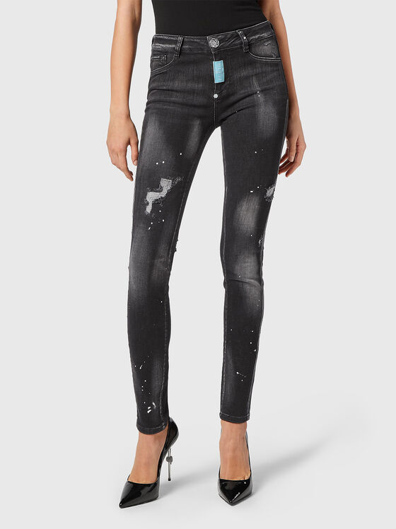 Black skinny jeans with washed effect - 1