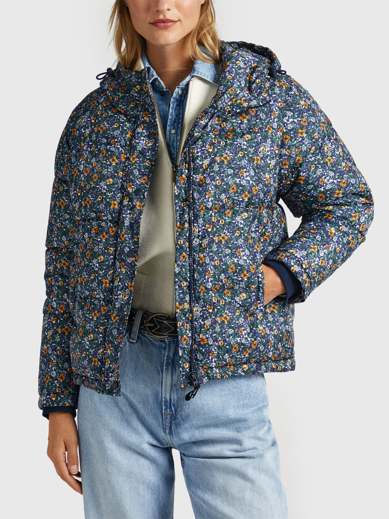 MORGAN down jacket with floral print brand Pepe Jeans