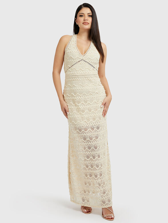 LIZA long lace dress in beige colour brand GUESS  Globalbrandsstore.com/en