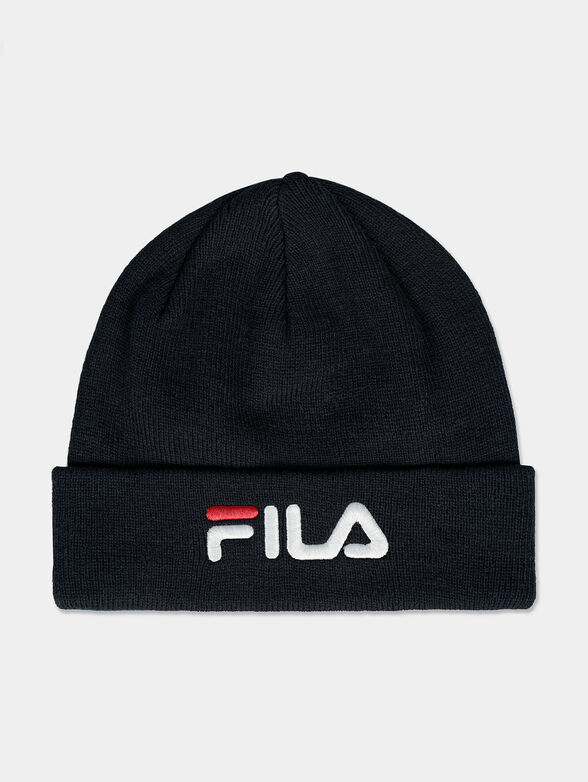Black unisex beanie with logo embroidery - 1