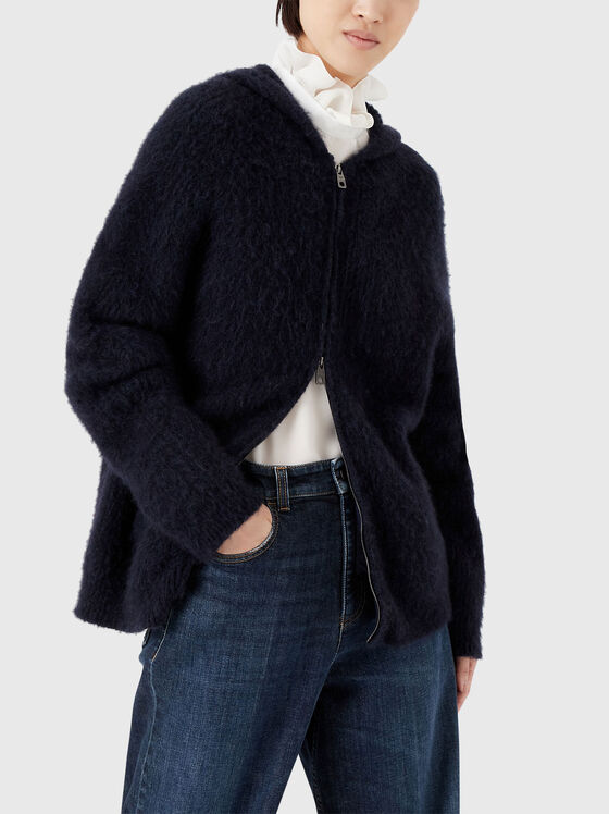 Wool blend cardigan with hood - 1