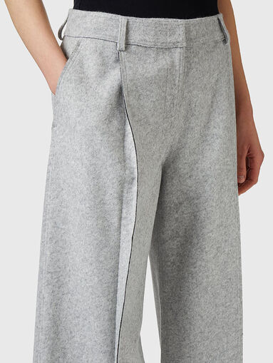 Wide leg wool blend trousers - 4