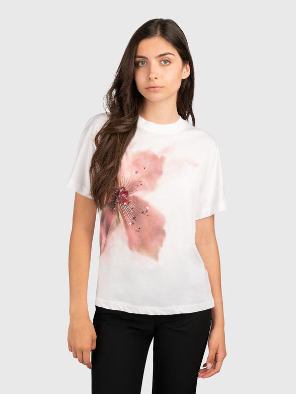 KIM T-shirt with floral accent - 1