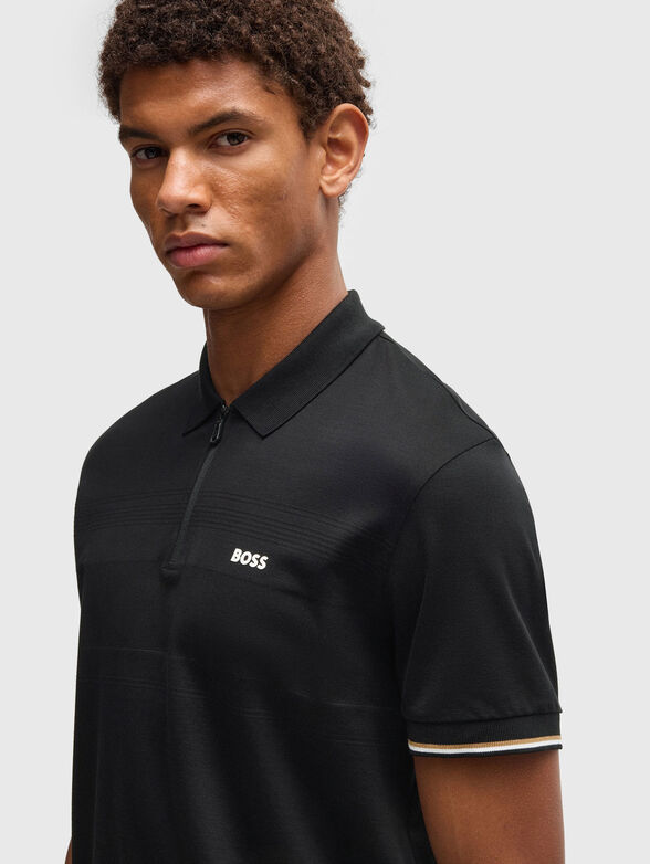 Short sleeved cotton polo shirt with zip - 4