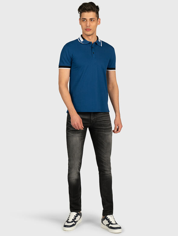 Cotton polo-shirt in blue - 4