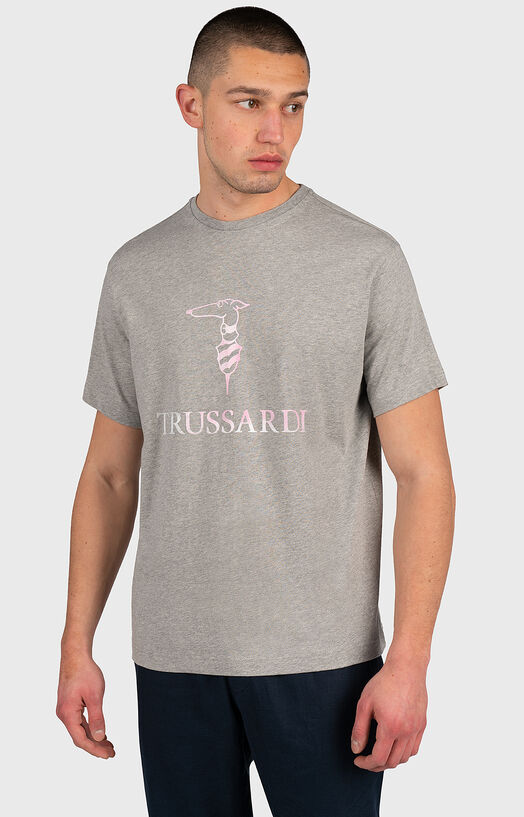 T-shirt with logo print brand TRUSSARDI —
