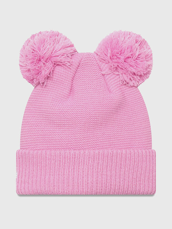 Pink knitted hat with pom poms - 2