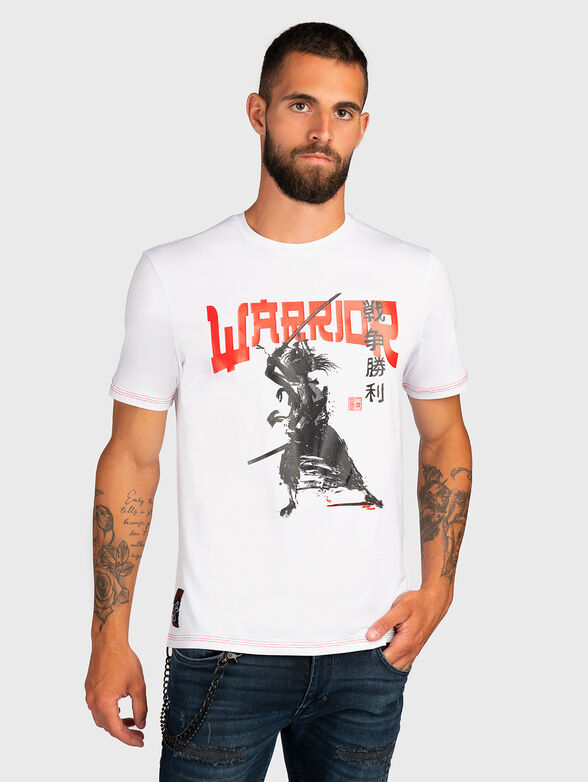 Cotton blend T-shirt with accent print - 1