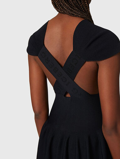 Black knitted dress with accent back - 3