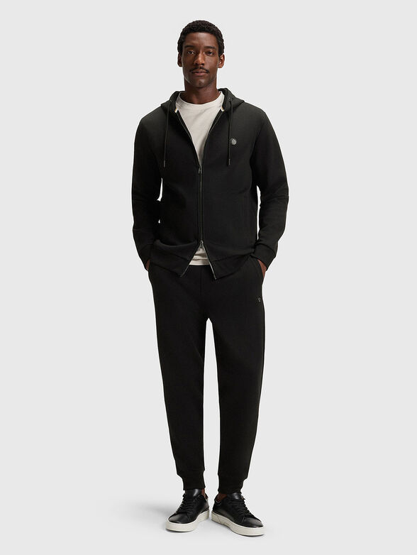 Cotton sweatshirt with hood in black - 2