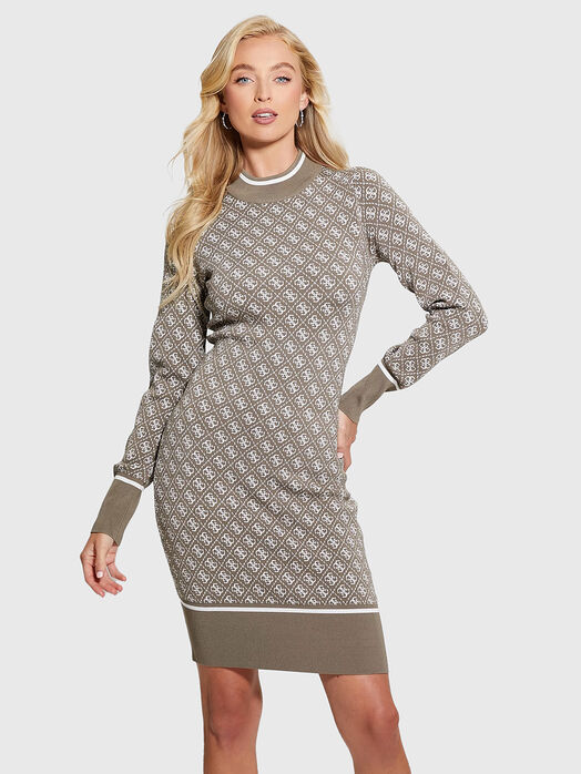 Knit dress with monogram logo detail