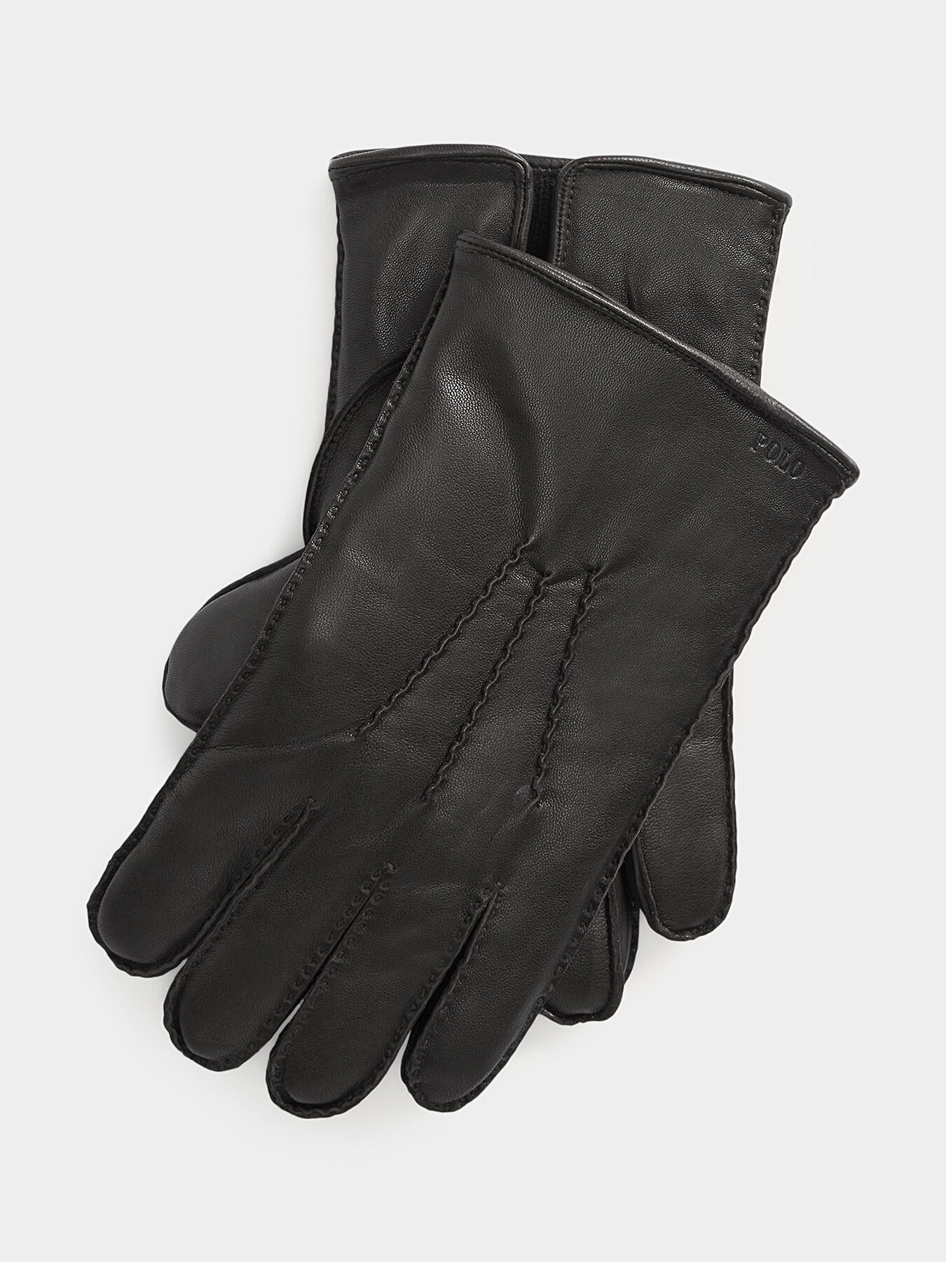 Black leather gloves with logo detail brand POLO RALPH LAUREN