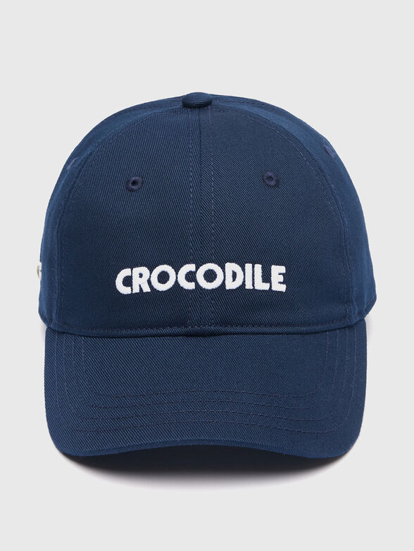 Dark blue hat with contrast embroidery - 1