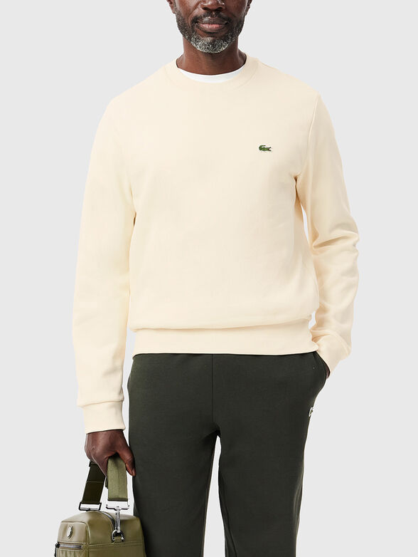 Cotton sweatshirt with logo in green - 1
