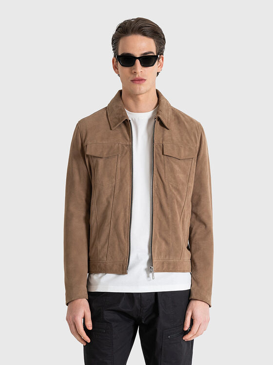 Suede leather jacket with pockets - 1