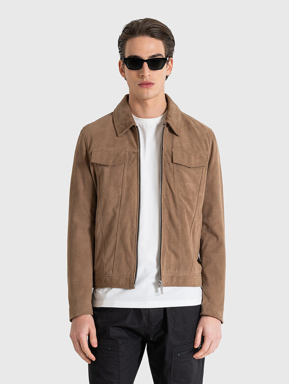 Suede leather jacket with pockets - 1