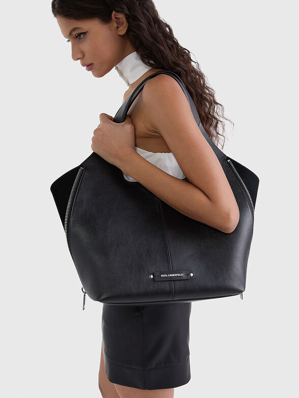 Big leather bag with logo detail - 2