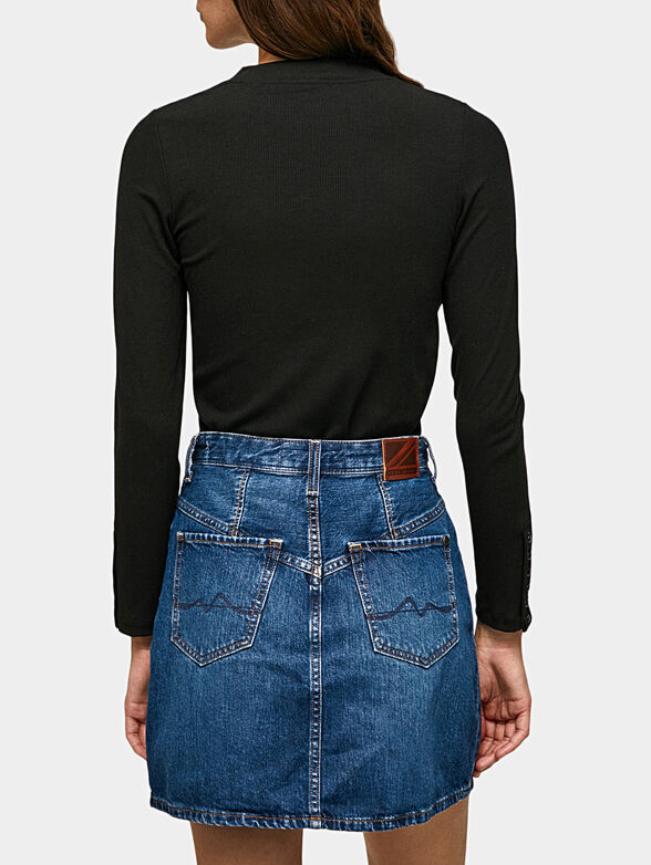 LARA black blouse with accent buttons - 3