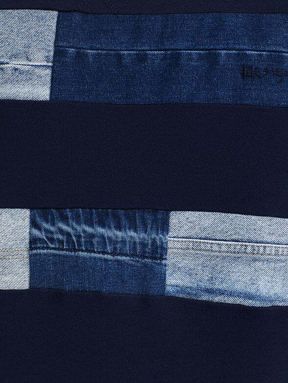 Plush sweatshirt denim patches - 6