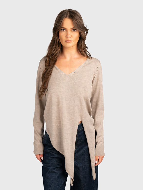 Wool sweater with accent slit - 4