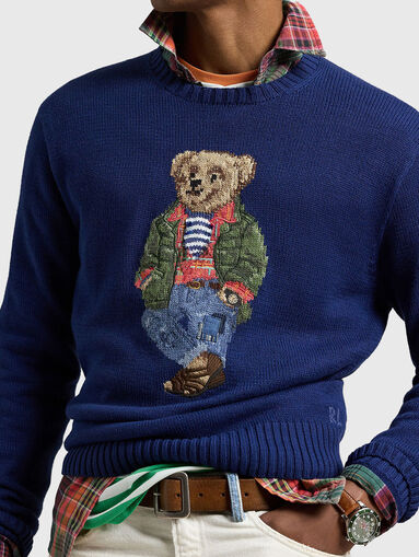 Blue sweater with Polo Bear print - 4