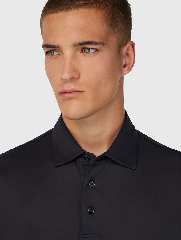 Black cotton and silk polo shirt - 4