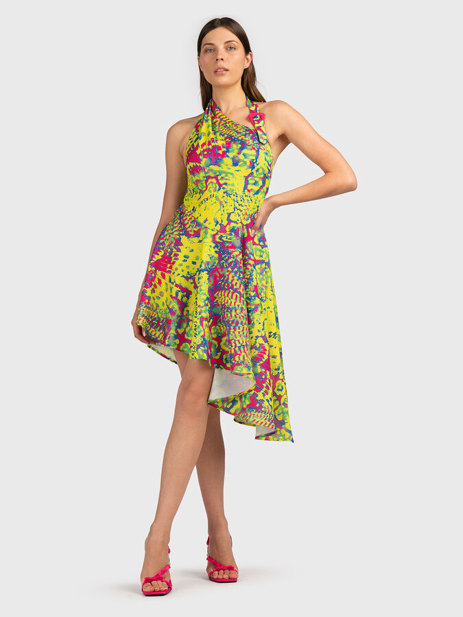 Asymmetrical multicoloured dress brand VERSACE JEANS COUTURE —  Globalbrandsstore.com/en