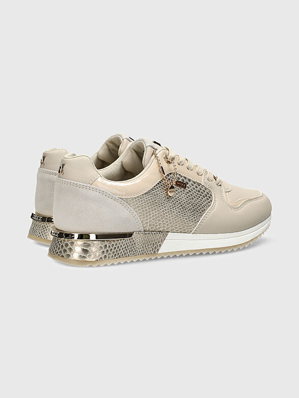 FLEUR beige sports shoes with gold-colored details - 3