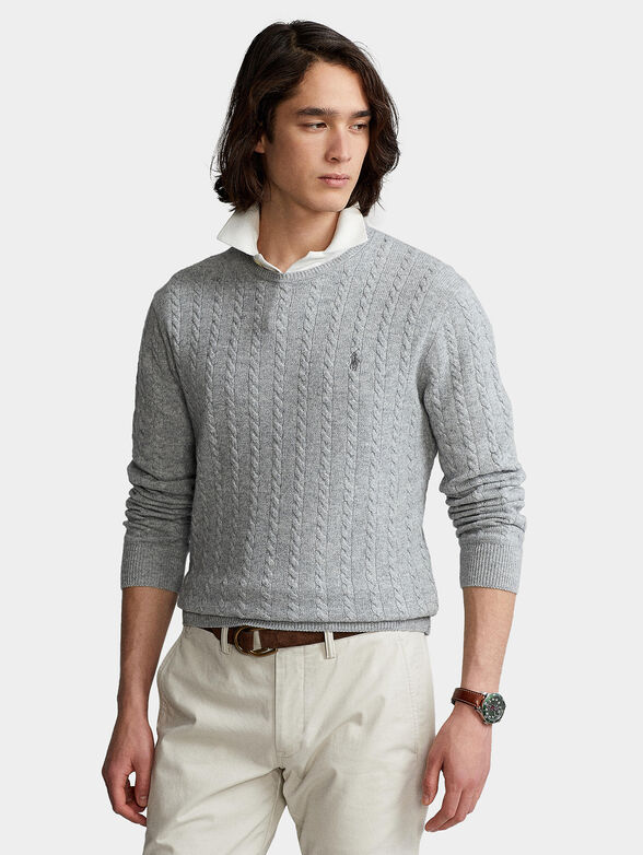 Gray sweater with figural texture - 1