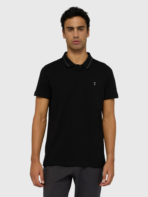 Cotton polo shirt with accent collar - 1
