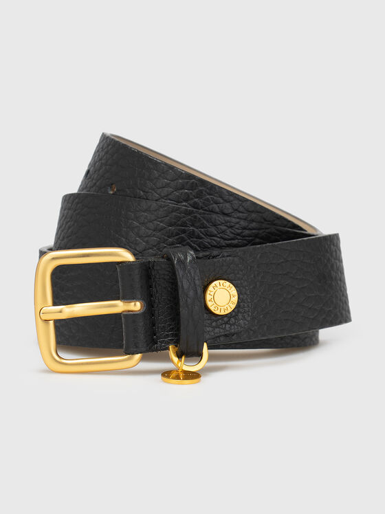 Black genuine leather belt - 1
