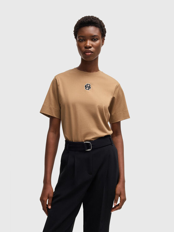 T-shirt with oval neckline and logo - 1
