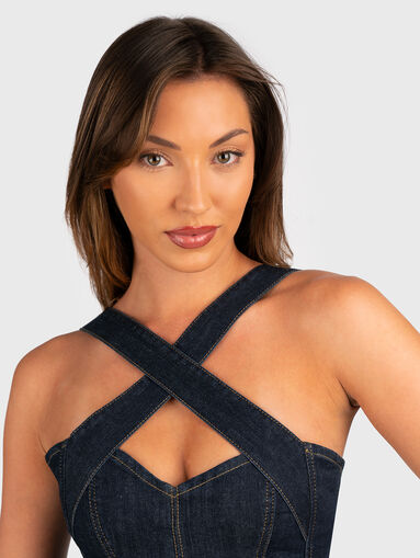 Denim slim dress with cut-out back - 4