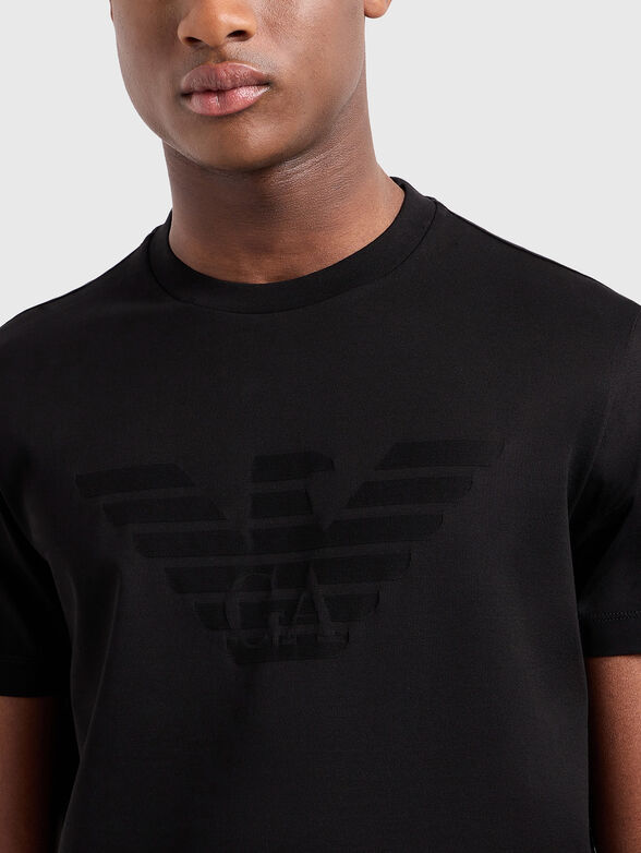 Cotton T-shirt with oval neckline in white - 4