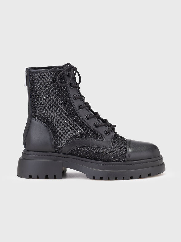 Leather boots with rhinestones - 1