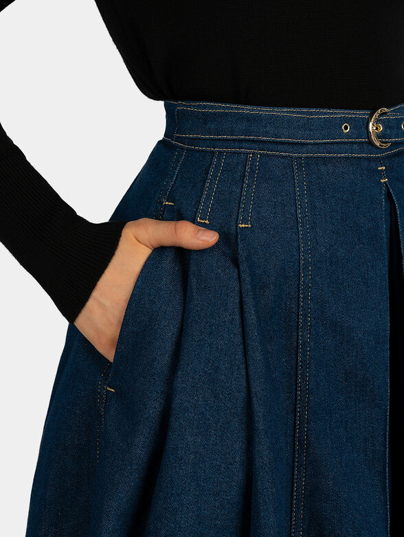 Pleated denim skirt - 2