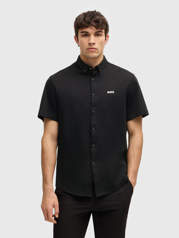 Short-sleeved cotton shirt with logo - 1